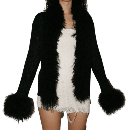 Honet - Fluffy Collar Knit Cardigan | YesStyle