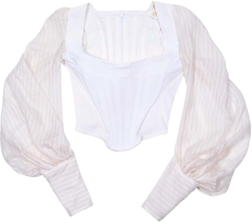 Vivienne Westwood white corset with bishop sleeves, ss 1995 For Sale at 1stDibs