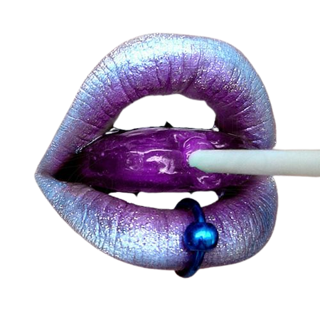 Shiny Pastel Goth Lipstick W/ Piercing & Lollipop