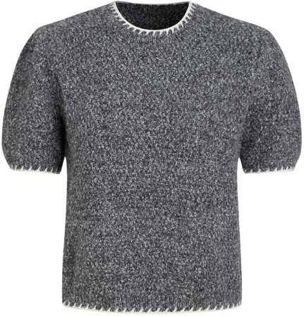 Contrasting Binding Knitted Short Sleeve Top - Cider