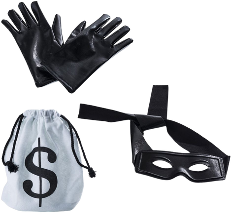 Tigerdoe Robber Costume - Bandit Mask, Bag & Gloves - Burglar Costume - Fake Money and Coins [1540998954-229444] - $12.76