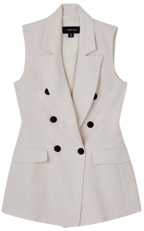 Soft Tailored Double Breasted Sleeveless Tailored Blazer | Karen Millen