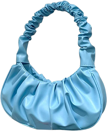 WDIRARA Women's Ruched Bag PU Leather Shoulder Handbag Bag Mini Purse Blue Plain one-size: Handbags: Amazon.com