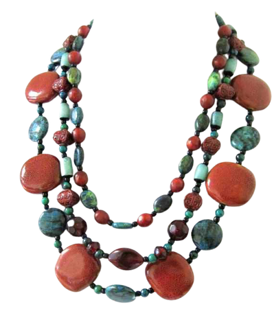 teal and rust necklace - Google Search