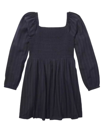 AE Smocked Tiered Long-Sleeve Mini Dress