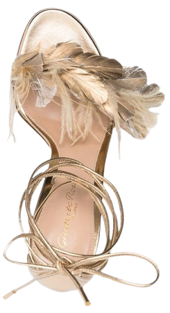 Shop gold Gianvito Rossi metallic feather-detail sandals with Express Delivery - Farfetch