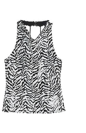Black sequin animal print blouse | River Island