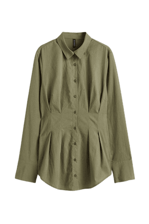 Tapered-waist Shirt - Khaki green - Ladies | H&M US