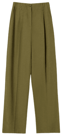 Rustic fabric wide-leg pants - New - Woman | Bershka