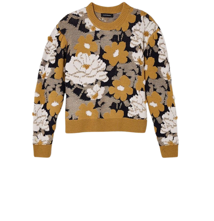 Floral Jacquard Crew Sweater