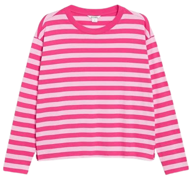 Soft long-sleeve top - Dark & light pink - Monki WW