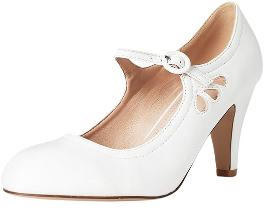 Amazon.com | J. Adams Pixie Mary Jane Shoes Women Oxford Pumps - Cute Low Kitten High Heels - Retro Vintage Shoes for Women 1950s Mary Janes Round Toe Shoe with Ankle Strap - Women Dress Shoes | Pumps