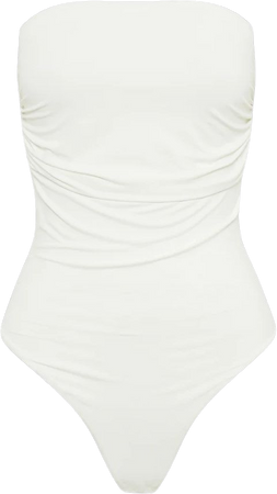 Meshki Romina Recycled Nylon Ruched Bodysuit - White