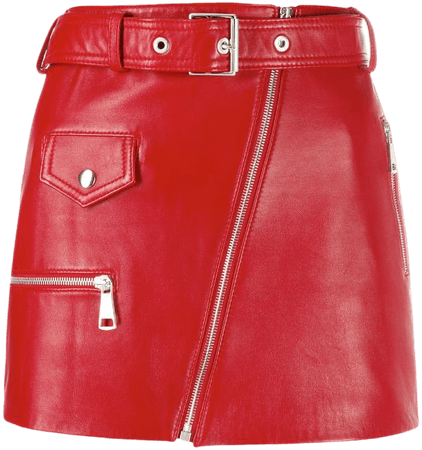 farfetch red biker skirt