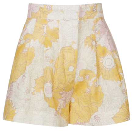 Reiss Yellow Print Sky Linen Printed Shorts | REISS USA