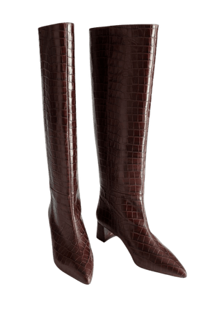 Croc Leather Knee High Boots | Knee