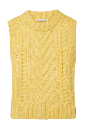 Frida Cable-knit Silk Tank - Yellow