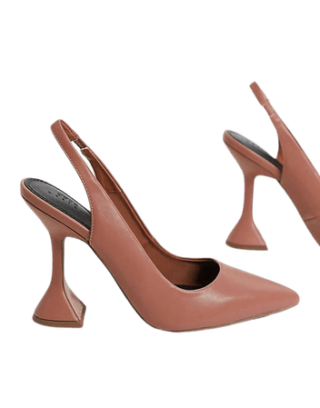 ASOS DESIGN Wide Fit Power slingback high heeled shoes in mocha | ASOS