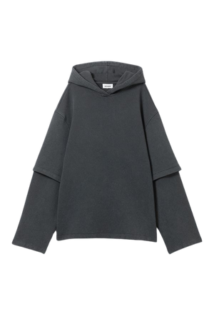 Oversized Double Sleeved Hoodie - Washed Black - Weekday WW