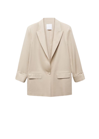 Linen blazer with buttoned cuffs - Women | Mango USA