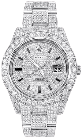 Iced Out Diamond Rolex Watch for Men Datejust with Diamond Bezel & Face 20c