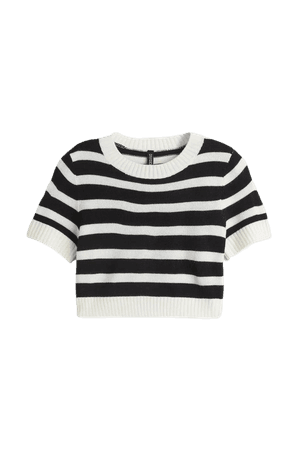 Knit Crop Top - Black/white striped - Ladies | H&M US