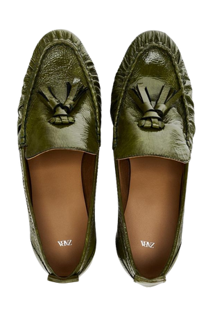 PATENT EFFECT LEATHER LOAFERS - Green | ZARA United States