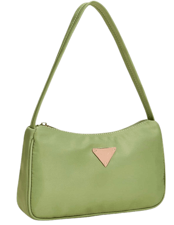 Green Metal Detail Baguette Bag