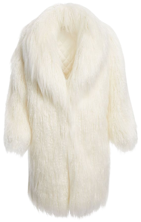 white fur coat