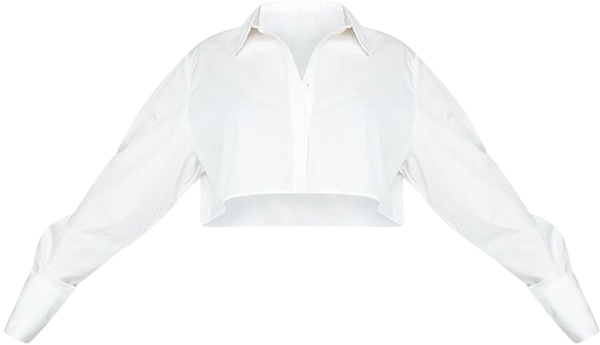 Plus White Cotton Oversized Crop Shirt | PrettyLittleThing USA