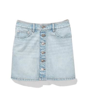 AE Button-Front Denim Mini Skirt