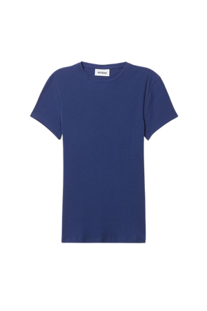 Close Fitted Rib T-Shirt - Navy Blue - Weekday WW
