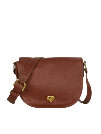 brown grained leather shoulder bag