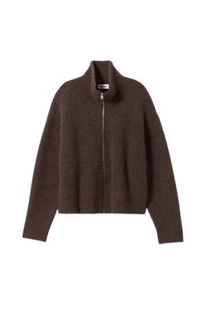 Snug Zip Cardigan - Dark brown - Knitwear - Weekday WW