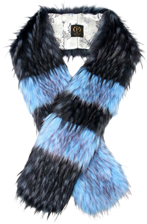Pelush Turquoise And Navy Blue Faux Fur Fox Scarf/Stole - One Size For Sale at 1stDibs