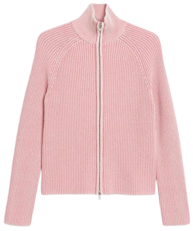 Two-way zip cardigan - Washed light pink - Monki WW
