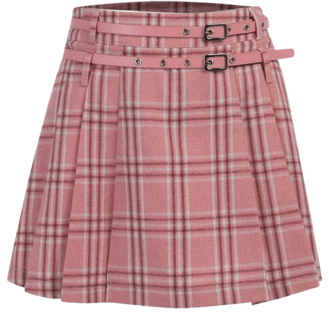 Baby Pink Belt Plaid Pleated Skirts – GothBB