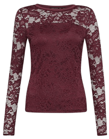 Lace Long Sleeve Jersey Top | Karen Millen