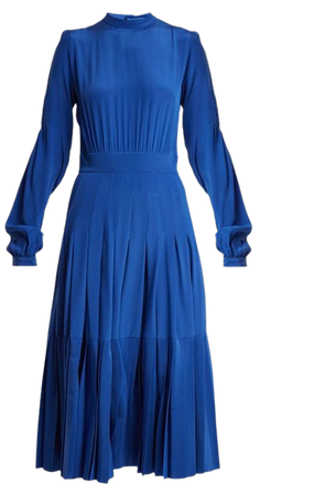 Long sleeve mock turtleneck blue dress