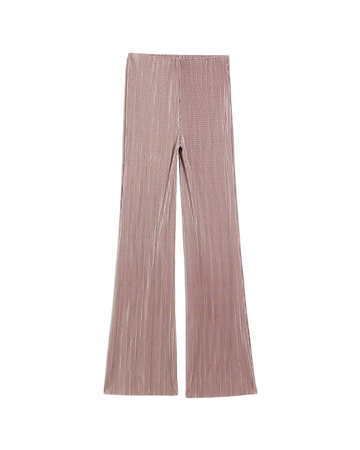 Pink plisse flare trousers | River Island