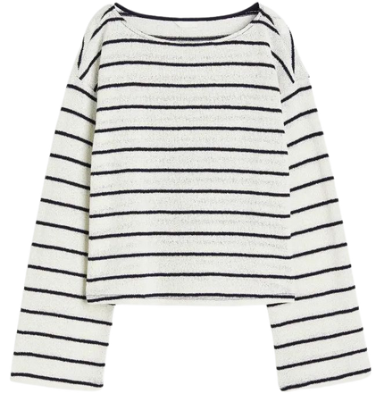Boxy Sweater - White/striped - Ladies | H&M US