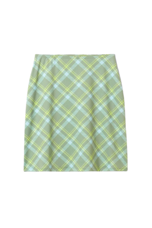 Fine Check Skirt - Green Check - Weekday WW