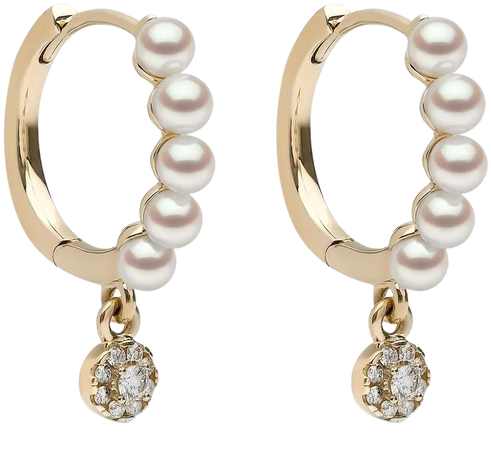 Yoko London 18kt Yellow Gold Eclipse Akoya Pearl And Diamond Hoop Earrings - Farfetch