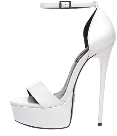 White and black shiny Giaro high 16cm heeled platform sandals - Shoebidoo Shoes | Giaro high heels