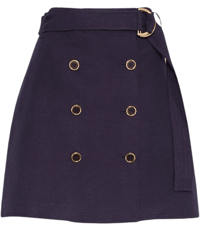 Linen Blend Button Front Skirt | Karen Millen