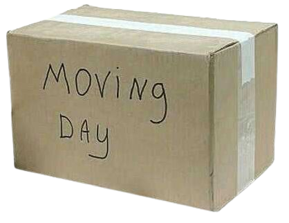 Box w/ "Moving Day" Written On It