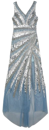 Tall Deco Crystal Embellished Plunge Midi Dress | Karen Millen