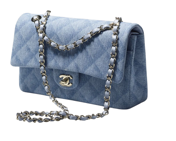 Chanel Light Blue Printed Denim Silver-Toned Bag $7900.00