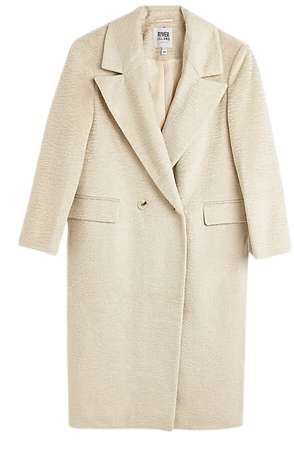 Cream oversized longline coat | River Island
