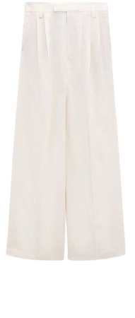 LINEN PANTS WITH DARTS - Oyster White | ZARA United States